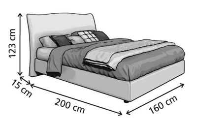 Κρεβάτι Barcelona Ντυμένο Διπλό Ύφασμα Media strom 160x200cm