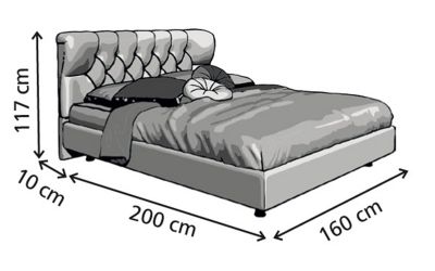 Κρεβάτι London Ντυμένο Διπλό Ύφασμα Media strom 160x200cm