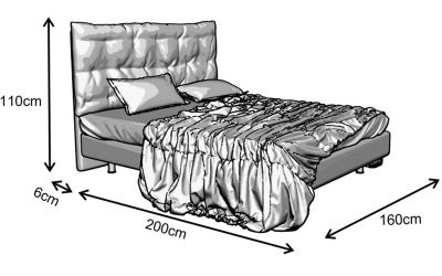 Κρεβάτι Malta Ντυμένο διπλό Ύφασμα Media strom 150x200cm