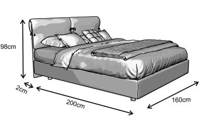 Κρεβάτι Irida Ντυμένο Διπλό Ύφασμα Media strom 160x200cm