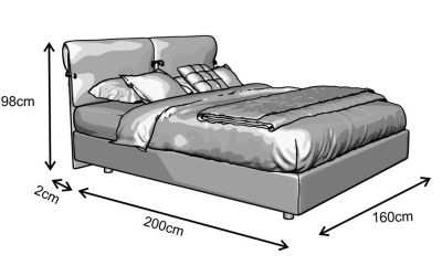 Κρεβάτι Irida Ντυμένο Μονό Ύφασμα Media strom 90x190-200cm