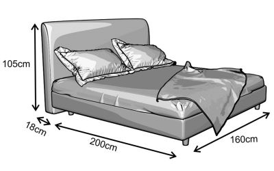 Κρεβάτι Kansas Ντυμένο Μονό Ύφασμα Media strom 90x190-200cm
