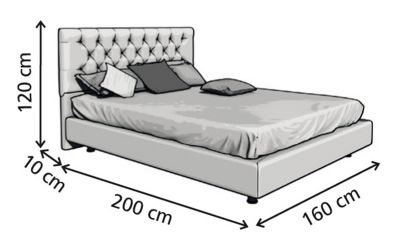 Κρεβάτι Monaco Ντυμένο Διπλό Ύφασμα Media strom 150x200cm