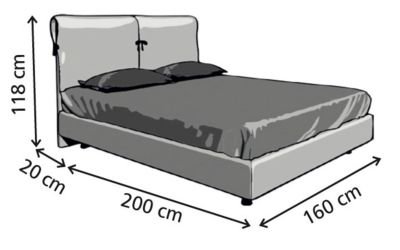 Κρεβάτι Vitoria Ντυμένο Διπλό Ύφασμα Media strom 150x200cm