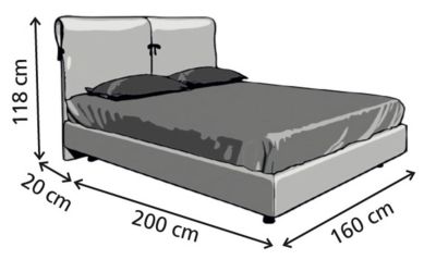 Κρεβάτι Vitoria Ντυμένο Διπλό Ύφασμα Media strom 160x200cm