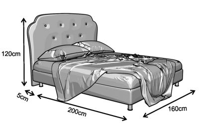 Κρεβάτι Bristol Ντυμένο Διπλό Ύφασμα Media strom 160x200cm