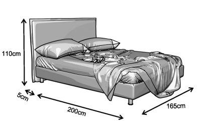 Κρεβάτι Sienna Ντυμένο Μονό Ύφασμα Media strom 90x190-200cm